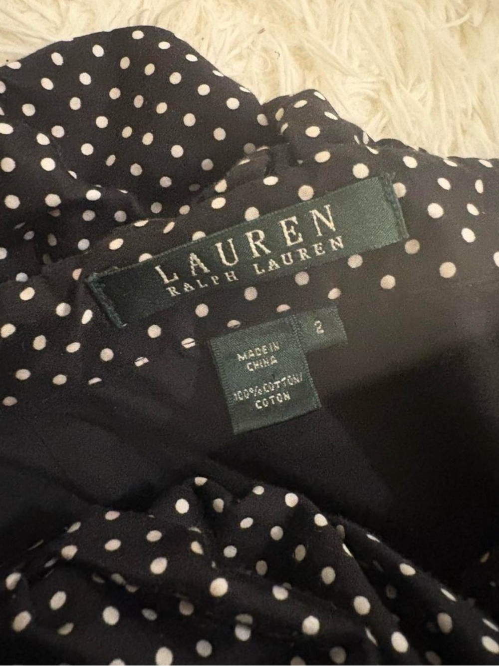 Ralph Lauren Black Polka Dot Ruffle Blouse - Picture 3 of 3